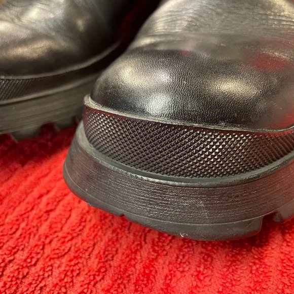 Prada Mens Chelsea Boots Black Leather Mid Calf Round Toe Pull On Made In Italy - Picture 7 of 16